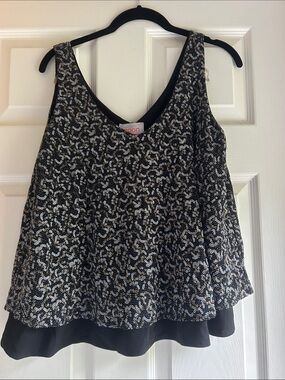 Sequin-Overlay Black Camisole by Moon (Women)